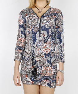 21361 (DLF) PRINTING DRESS WHITE & NAVY BLUE (5)