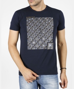 19603 ENR ROUND NECK PRINTING T-SHIRT NAVY BLUE + BATT (1)