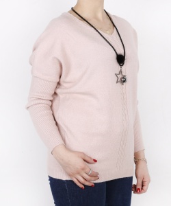 14575 DLF V NECK  PULLOVER PINK (3)