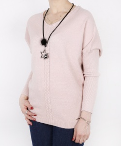 14575 DLF V NECK  PULLOVER PINK (2)